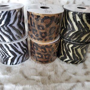 Animal Print Wire Edge Ribbon Lot